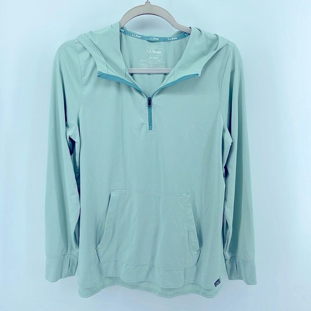 L. L. Bean Performance quick dry outdoor 1/4 zip kangaroo pocket hooded top sz M